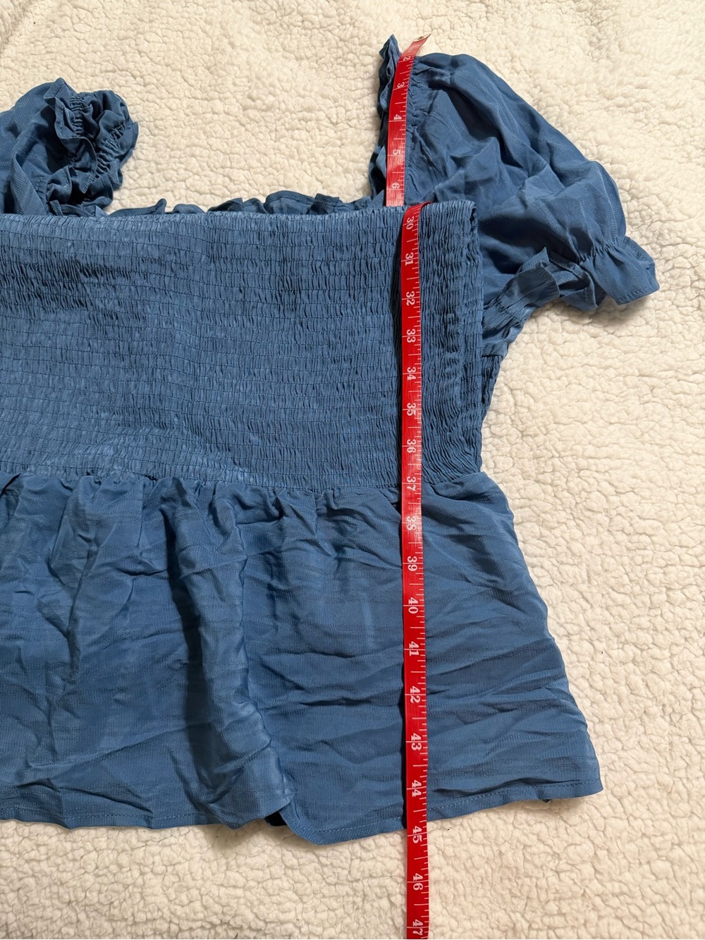 Smocked Square-Neck Midi Dress with Puff Sleeves - Picture 5 of 5